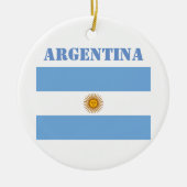 アルゼンチン国旗のサッカーアルゼンチンブルー セラミックオーナメント (正面)