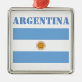 アルゼンチン国旗のサッカーアルゼンチンブルー メタルオーナメント (正面)