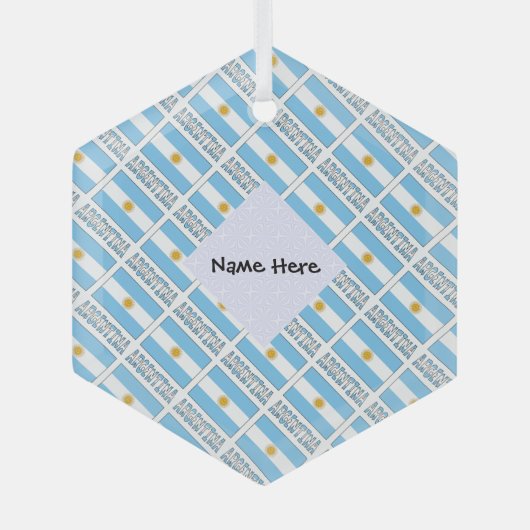 アルゼンチン国旗のタイル貼りパーソナライズされた ガラスオーナメント (正面)