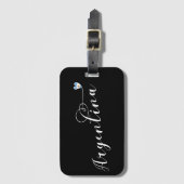 アルゼンチン国旗のハート ラゲッジタグ (正面縦)