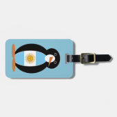 アルゼンチン国旗のペンギン・オン・ブルー ラゲッジタグ (正面横)