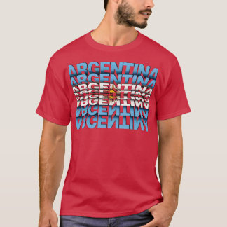 アルゼンチン国旗の反転文字効果 Tシャツ