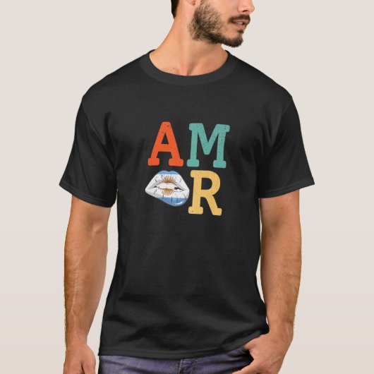 アルゼンチン国旗の唇 Tシャツ (正面)