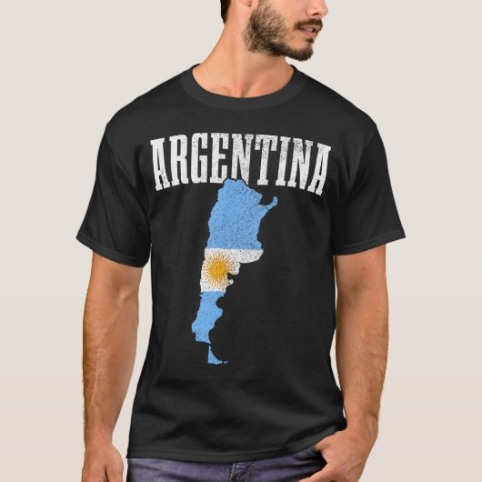 アルゼンチン国旗の地図アルゼンチンのプライド Tシャツ (正面)