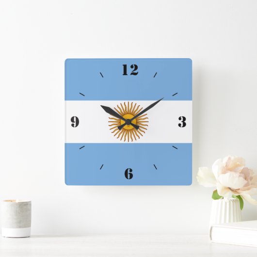 アルゼンチン国旗の愛国心 スクエア壁時計 (ホーム)