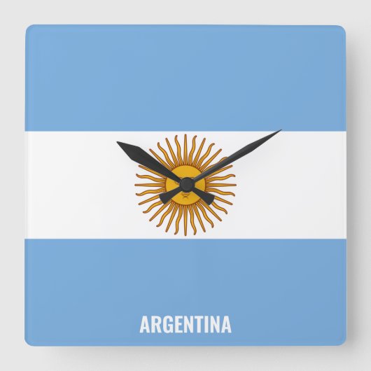 アルゼンチン国旗の愛国心 スクエア壁時計 (正面)
