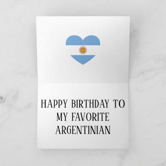 アルゼンチン国旗の愛国的誕生日 カード (内部)