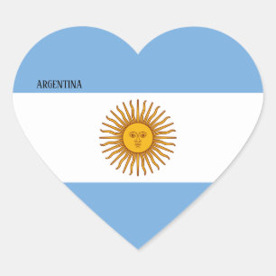 アルゼンチン国旗の華やかな愛国心 ハートシール