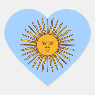 アルゼンチン国旗の黄金の日ハート ハートシール