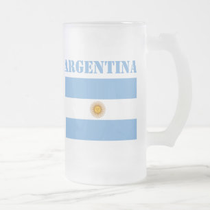 アルゼンチン国旗サッカーボール　アルゼンチン　青 フロストグラスビールジョッキ