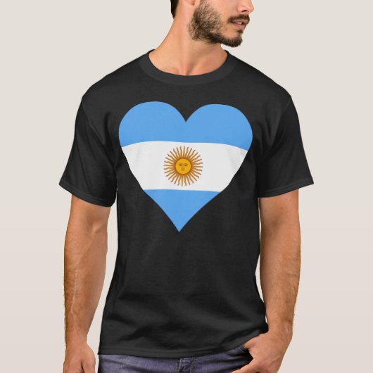アルゼンチン国旗ハートアルゼンチン愛アルゼンチン Tシャツ (正面)