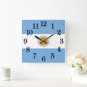 アルゼンチン国旗バンデラ・デ・アルゼンチン スクエア壁時計 (ホーム)