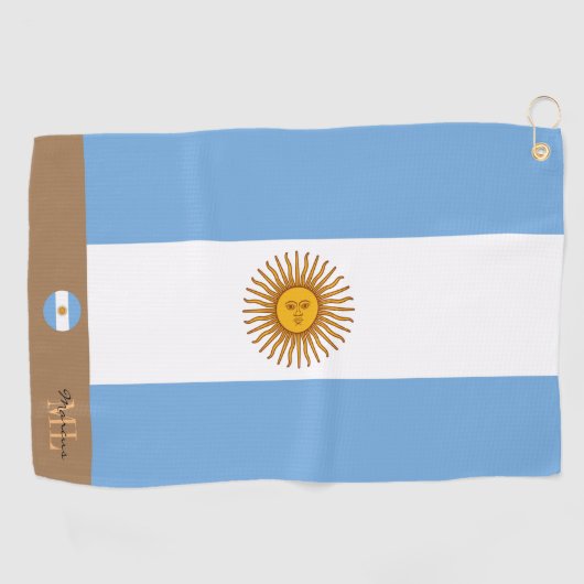 アルゼンチン国旗モノグラムの&アルゼンチンゴルフ/スポーツ ゴルフタオル (横)