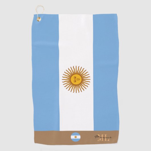 アルゼンチン国旗モノグラムの&アルゼンチンゴルフ/スポーツ ゴルフタオル (正面)