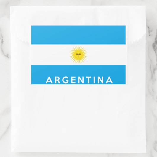 アルゼンチン国旗記号名文字 長方形シール (バッグ)