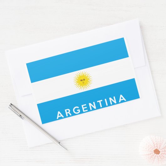 アルゼンチン国旗記号名文字 長方形シール (封筒)