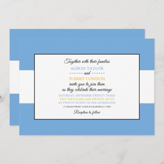 アルゼンチン国旗、アルゼンチ結婚ン国旗 招待状 (正面/裏面)