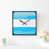 アルゼンチン国旗 スクエア壁時計 (ホーム)