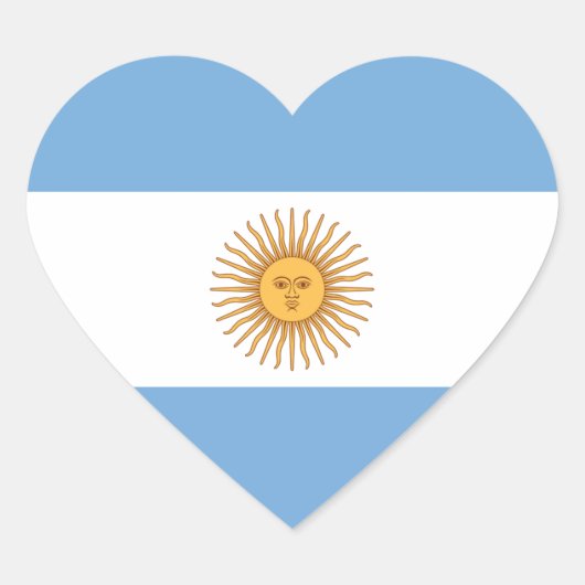 アルゼンチン国旗 ハートシール (正面)