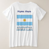 アルゼンチン国旗 パーソナライズテキスト付き プラスサイズTシャツ (デザイン裏面)