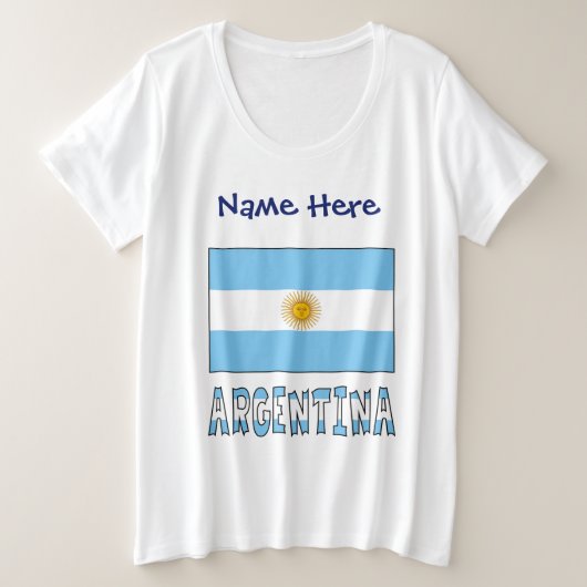 アルゼンチン国旗 パーソナライズテキスト付き プラスサイズTシャツ (デザイン正面)