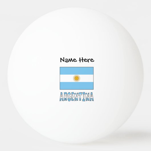 アルゼンチン国旗 パーソナライズテキスト付き 卓球ボール (正面)