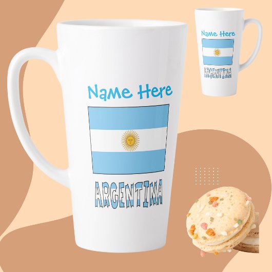 アルゼンチン国旗 名入れ 大きめ カフェラテマグ