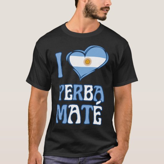 アルゼンチン国旗I LOVE YERBA MATE Tシャツ (正面)