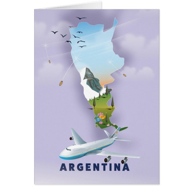 アルゼンチン地図と旅行のポスター (正面)