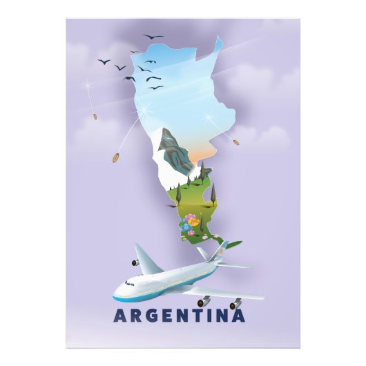 アルゼンチン地図と旅行のポスター フォトプリント            (正面)