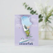 アルゼンチン地図と旅行のポスター ポストカード (スタンド正面)