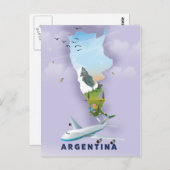 アルゼンチン地図と旅行のポスター ポストカード (正面/裏面)