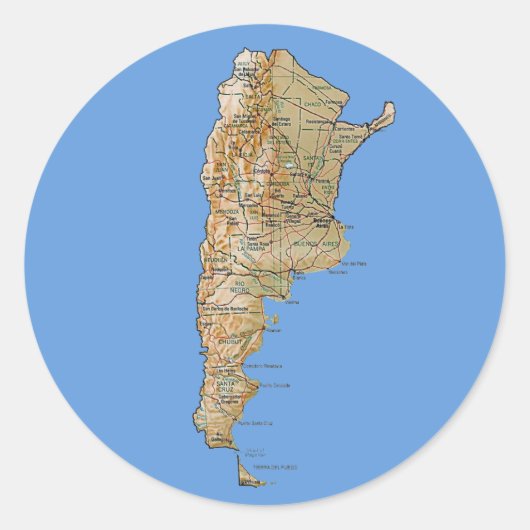 アルゼンチン地図ステッカー ラウンドシール (正面)