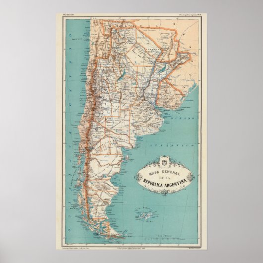 アルゼンチン地図 ポスター (正面)