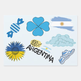アルゼンチン文化ギフトラップ（フラグ、シンボル付き） ラッピングペーパーシート