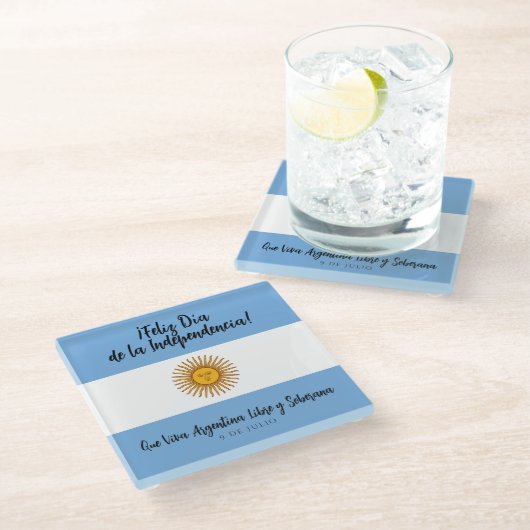アルゼンチン独立日国旗 ガラスコースター (アングル)