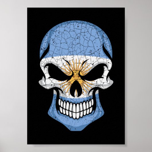 アルゼンチン笑顔スカル国旗 ポスター (正面)