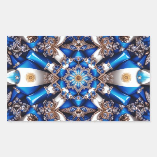 アルゼンチン色の四角形シール 長方形シール (正面)