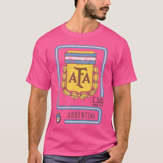 アルゼンチン70年代ヴィンテージ色あせスタイルサッカーデザイン Tシャツ (正面)