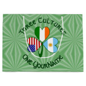 アルゼンチン アイルランド アメリカ シャムロック フラグ パーソナライズ ラージペーパーバッグ (正面)