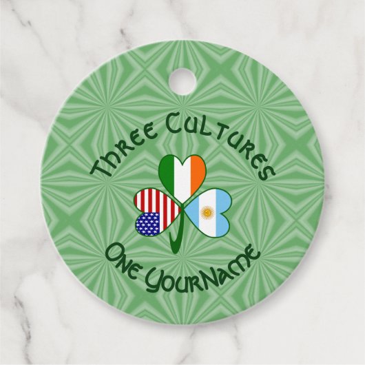 アルゼンチン・アイルランドUSAシャムロックパーソナライズされた国旗 フェイバータグ (正面)