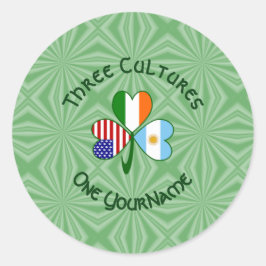 アルゼンチン・アイルランドUSAシャムロックパーソナライズされた国旗 ラウンドシール