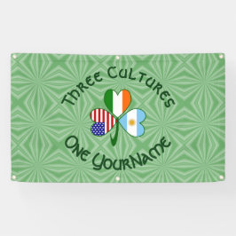 アルゼンチン・アイルランドUSAシャムロックパーソナライズされた国旗 横断幕