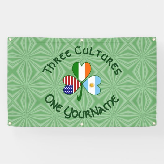 アルゼンチン・アイルランドUSAシャムロックパーソナライズされた国旗 横断幕 (横)