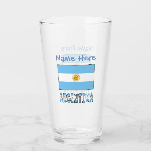 アルゼンチン アルゼンチン国旗 名前入り 青 タンブラーグラス (正面)