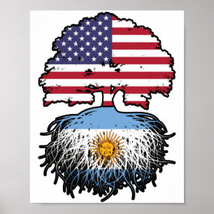 アルゼンチン・アルゼンチン米国木のルーツ国旗 ポスター