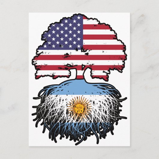 アルゼンチン・アルゼンチン米国木のルーツ国旗 ポストカード (正面)