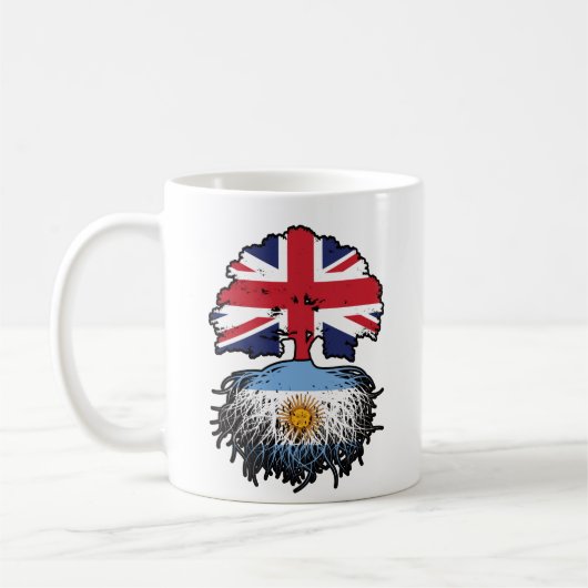 アルゼンチン・アルゼンチン英国の木のルーツ国旗 コーヒーマグカップ (左)