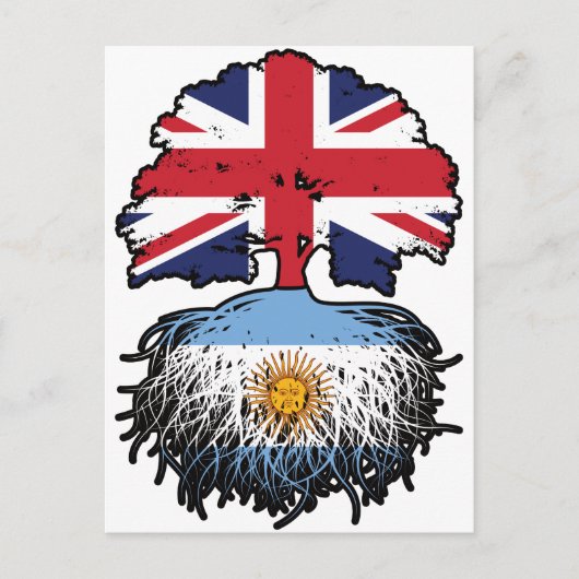 アルゼンチン・アルゼンチン英国の木のルーツ国旗 ポストカード (正面)