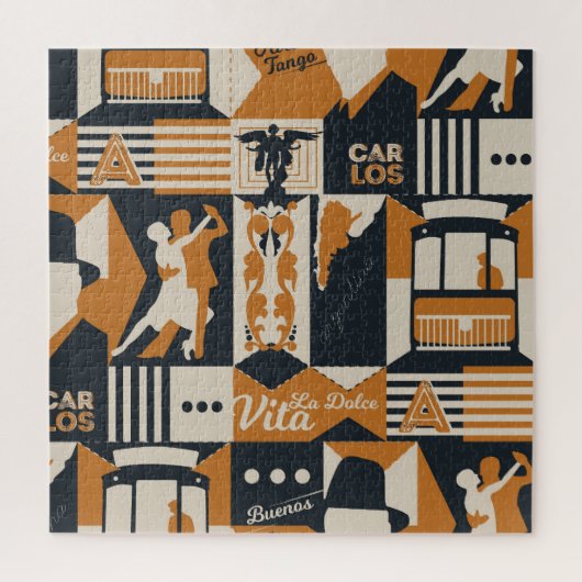 アルゼンチン：シームレスな民族イラストレーション。 ジグソーパズル (縦)